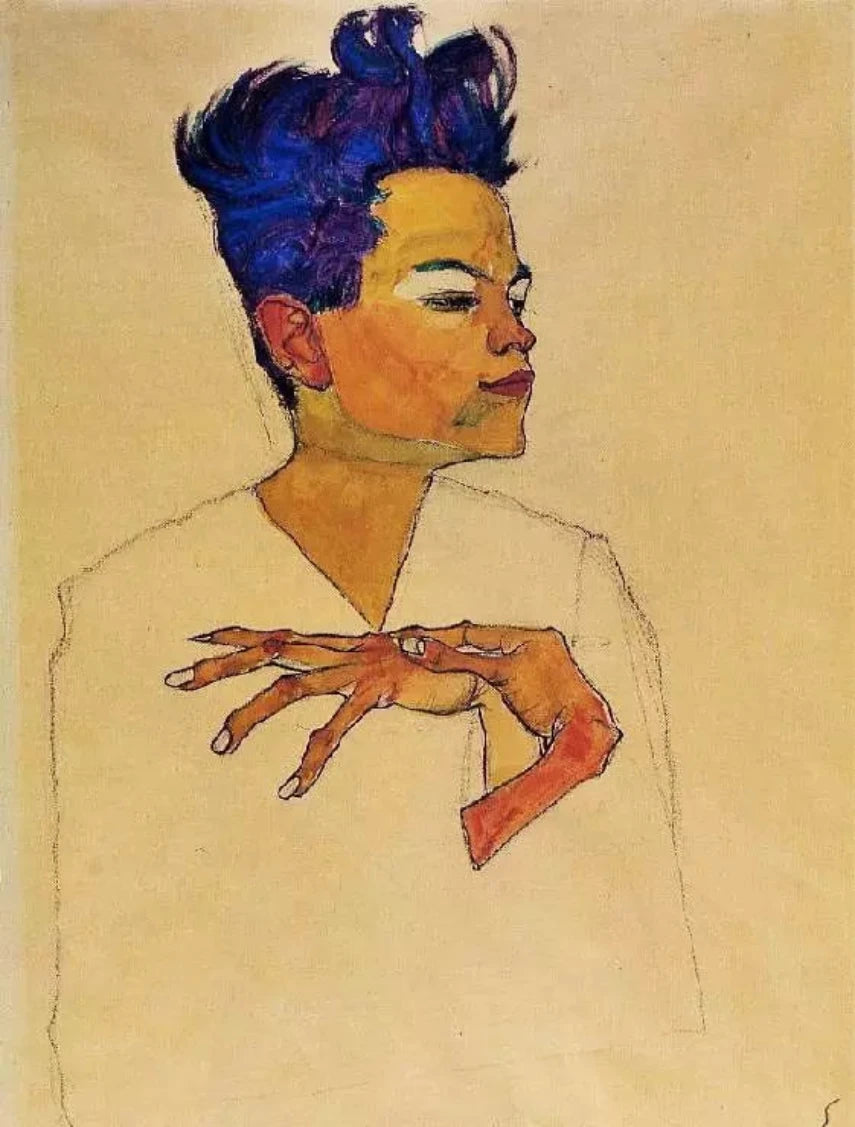 Egon Schiele Self Portrait with Hands on Chest - Alaya Gallery