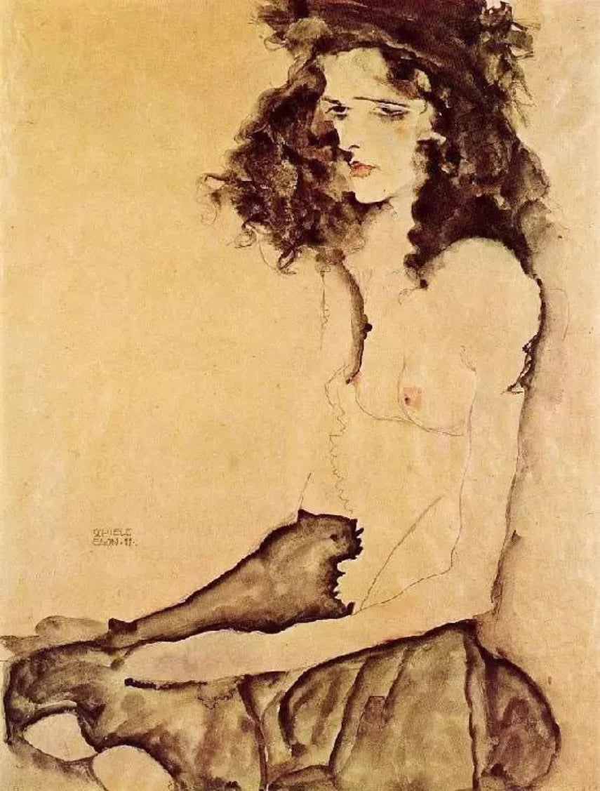 Egon Schiele Girl in Black - Alaya Gallery