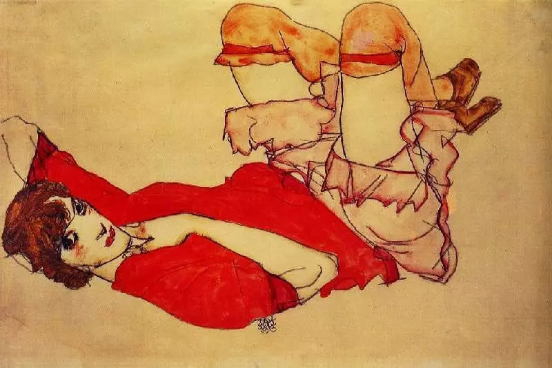 Egon Schiele Wally with a Red Blouse - Alaya Gallery