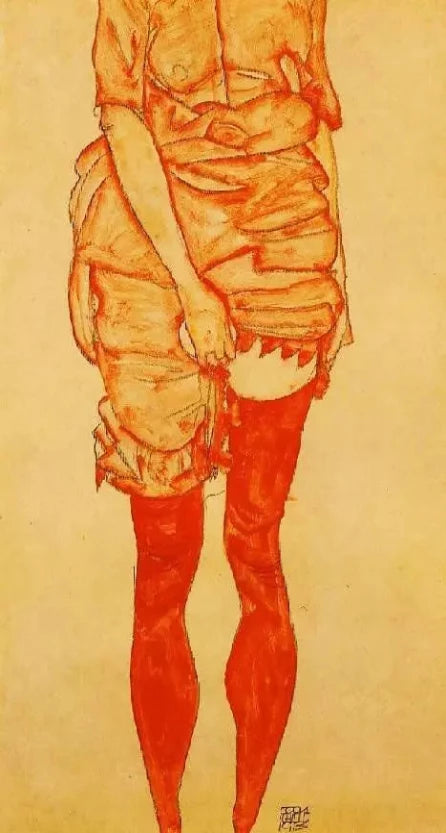 Egon Schiele Standing Woman in Red - Alaya Gallery