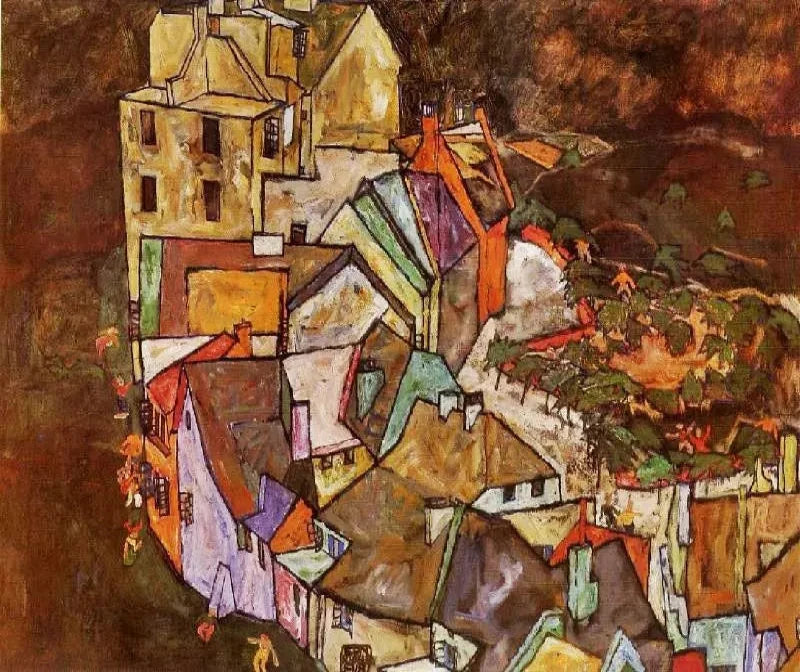 Egon Schiele Edge of Town, also known as Krumau Town Crescent III - Alaya Gallery