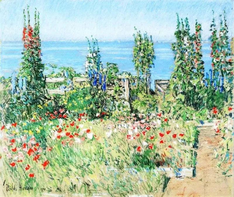 Frederick Childe Hassam Hollyhocks, Isle of Shoals - Alaya Gallery