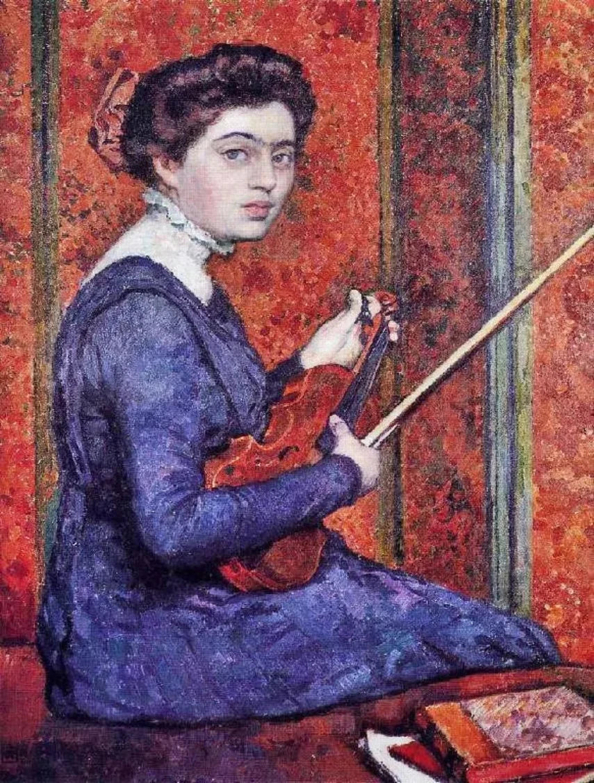 Theo van Rysselberghe Woman with Violin(also known as Portrait of Rene Druet) - Alaya Gallery