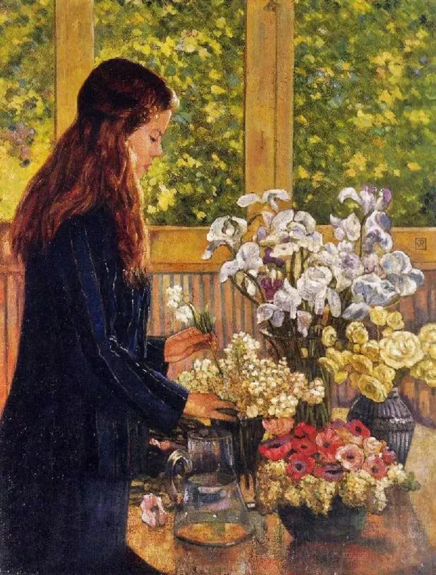 Theo van Rysselberghe Young Girl with a Vase of Flowers - Alaya Gallery