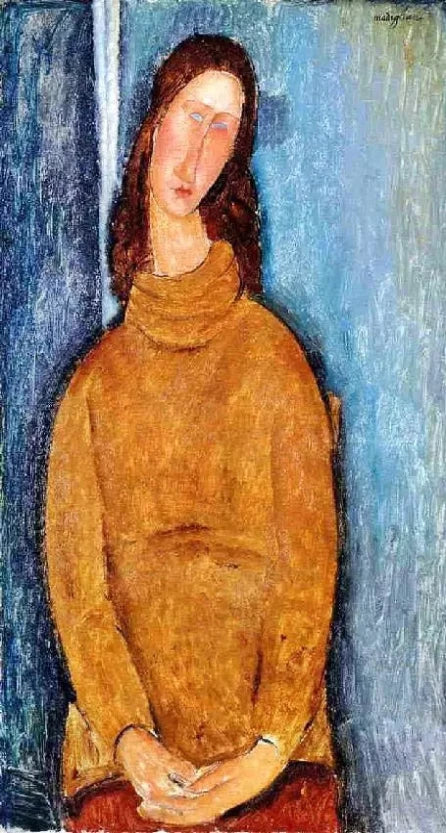 Amedeo Modigliani Jeanne Hebuterne in a Yellow Jumper - Alaya Gallery