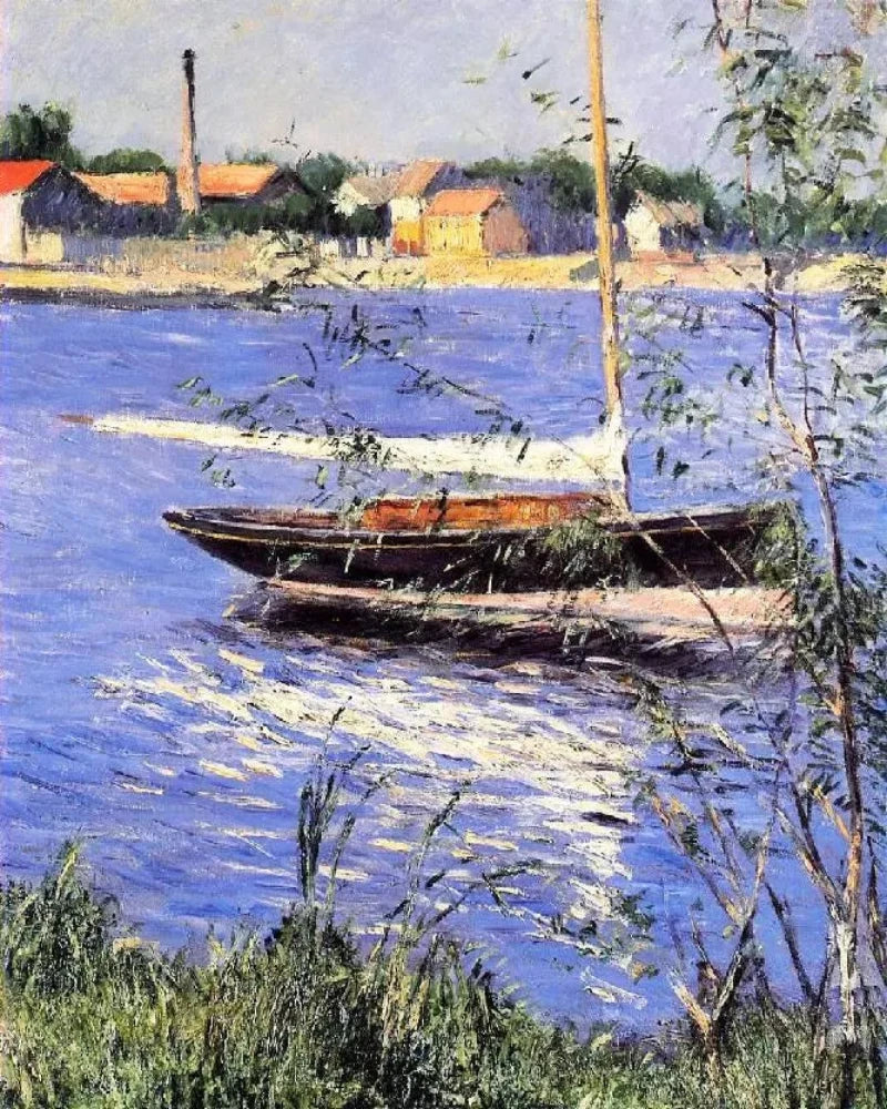 Gustave Caillebotte Anchored Boat on the Seine at Argenteuil - Alaya Gallery