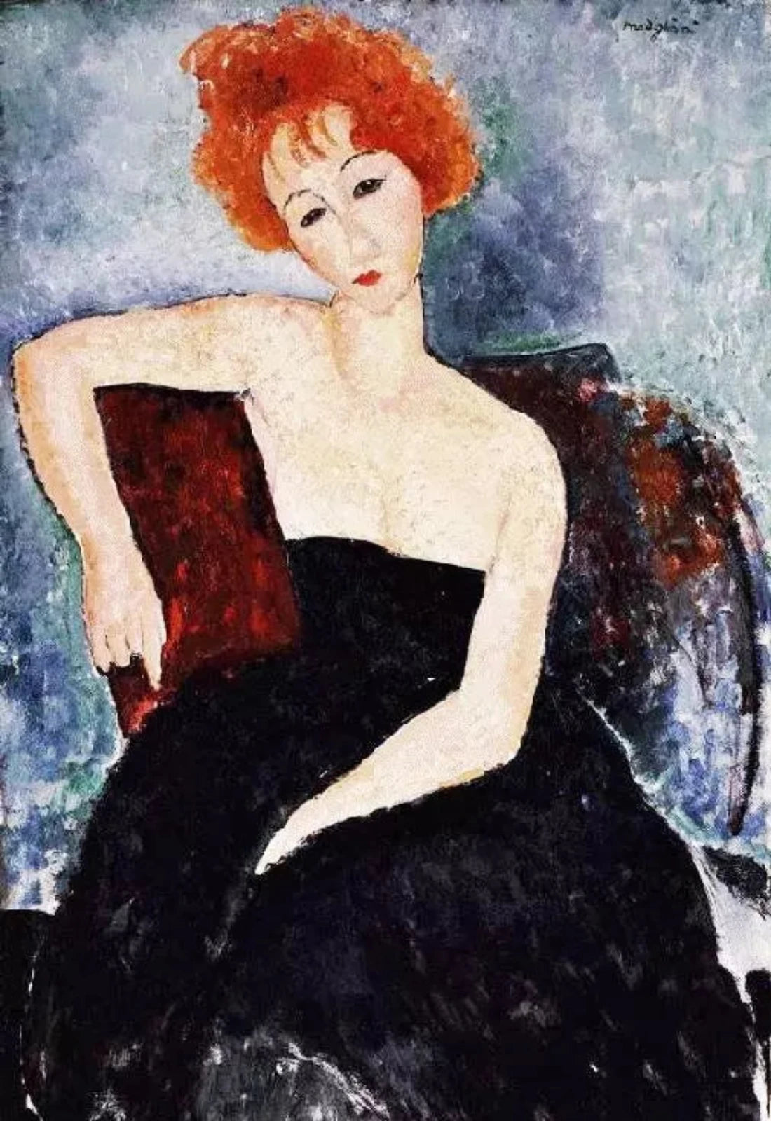 Amedeo Modigliani Young Redhead in an Evening Dress - Alaya Gallery