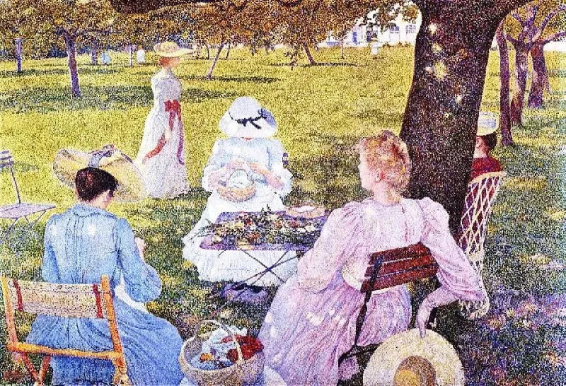 Theo van Rysselberghe The Family in an Orchard, also known as July before Noon - Alaya Gallery