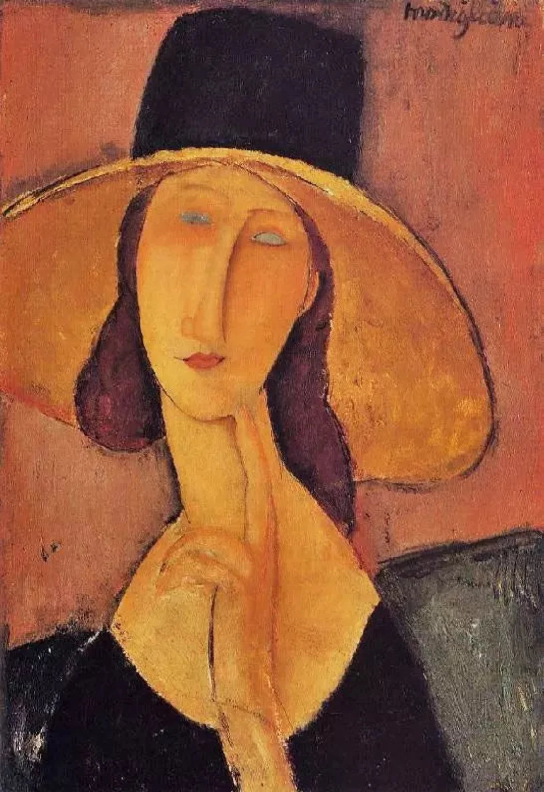 Amedeo Modigliani Jeanne Hebuterne in a Large Hat, also known as Portrait of Woman in Hat - Alaya Gallery