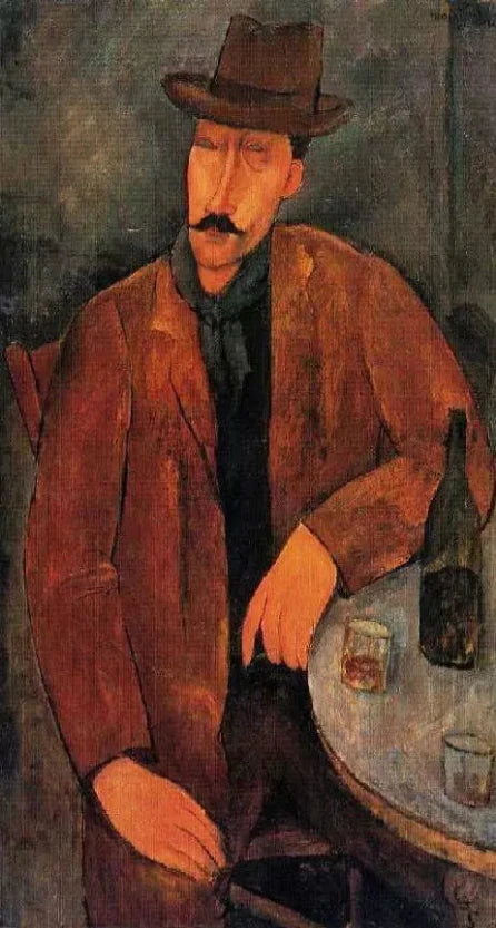 Amedeo Modigliani Man with a Glass of Wine - Alaya Gallery