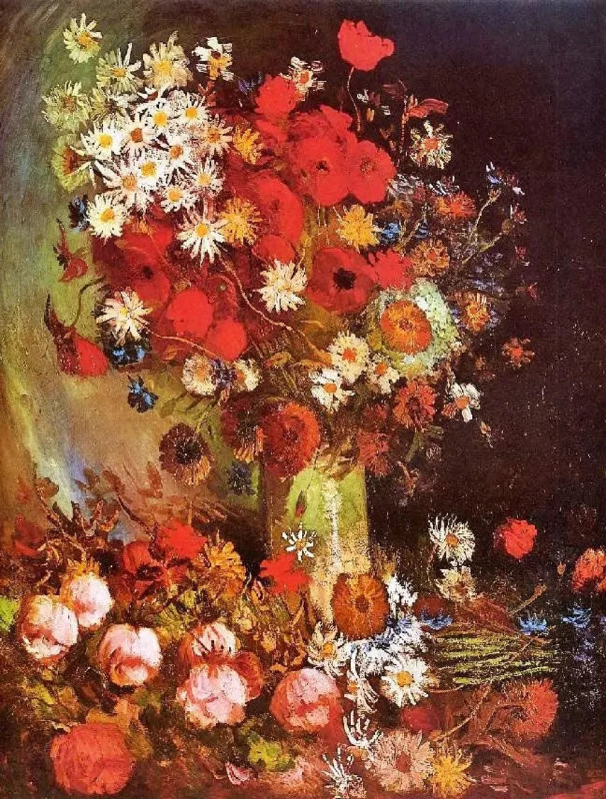 Vincent van Gogh Vase with Poppies, Cornflowers, Peonies and Chrysanthemums - Alaya Gallery