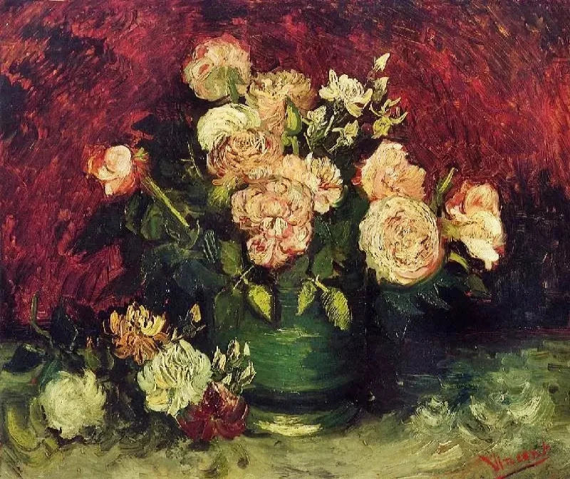 Vincent van Gogh Bowl with Peonies and Roses - Alaya Gallery