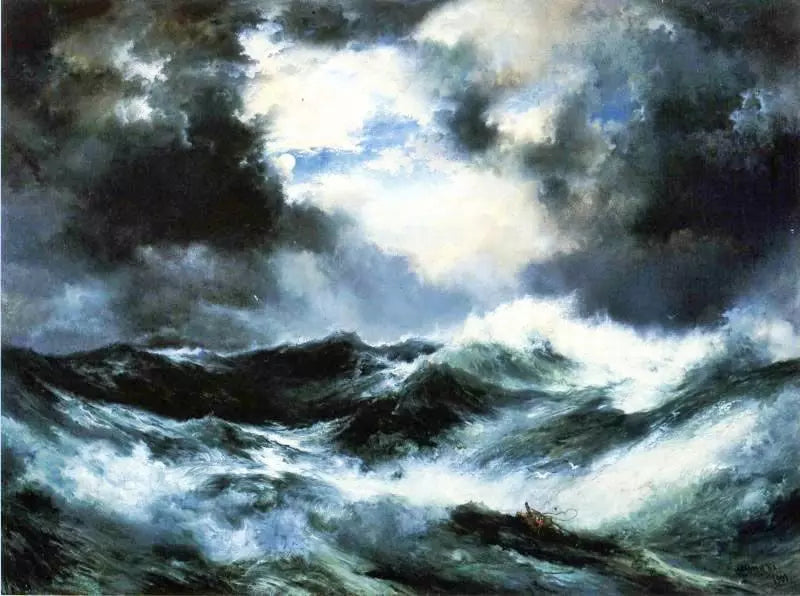 Thomas Moran Moonlit Shipwreck at Sea - Alaya Gallery