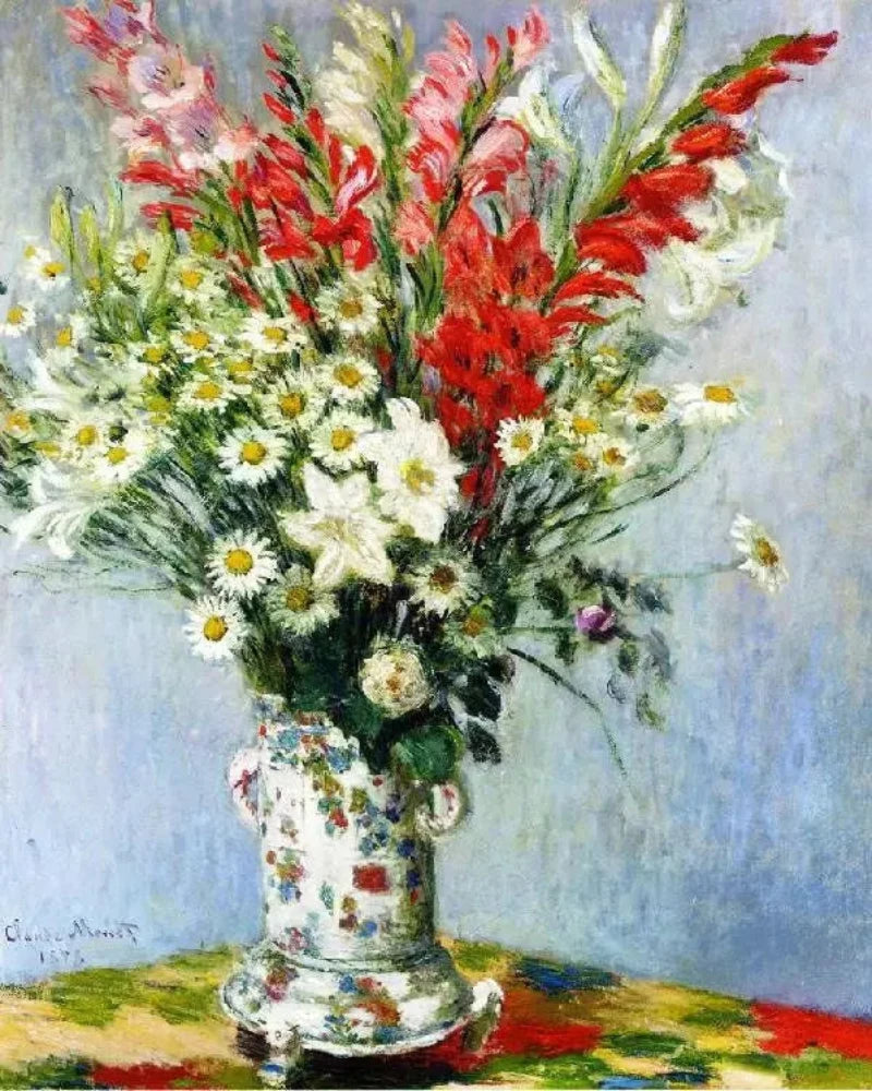 Claude Oscar Monet Bouquet of Gladiolas, Lilies and Dasies - Alaya Gallery