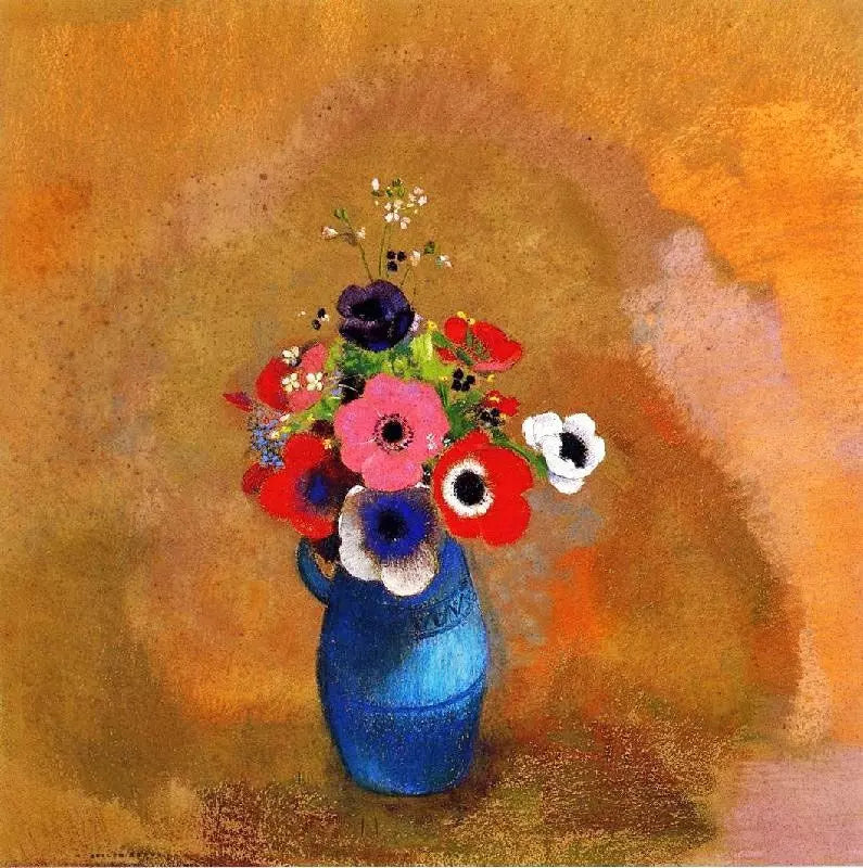 Odilon Redon Anemonies in a Blue Vase - Alaya Gallery