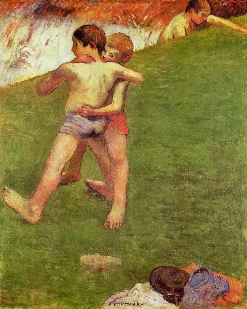 Paul Gauguin Breton Boys Wrestling, also known as Young Wrestlers - Alaya Gallery