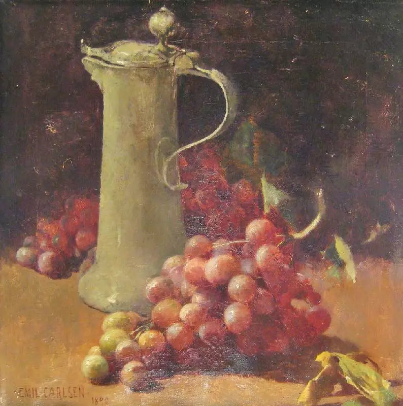 Emil Carlsen Still Life with Grapes and Pewter Flagon - Alaya Gallery