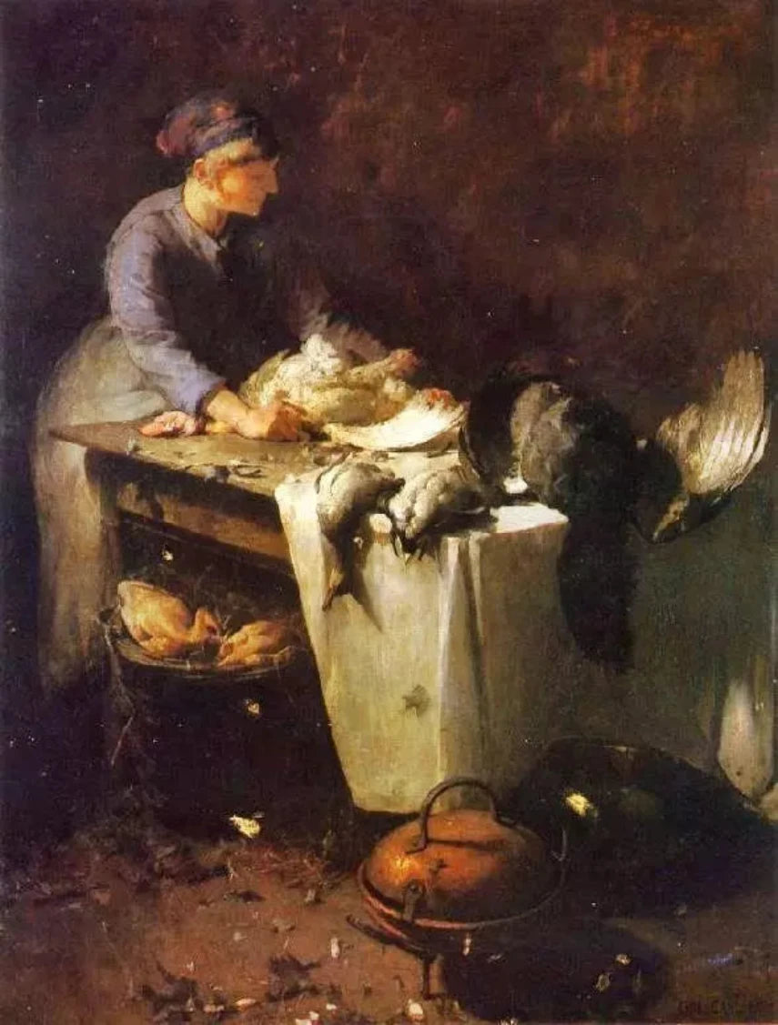 Emil Carlsen A Young Girl Preparing Poultry - Alaya Gallery