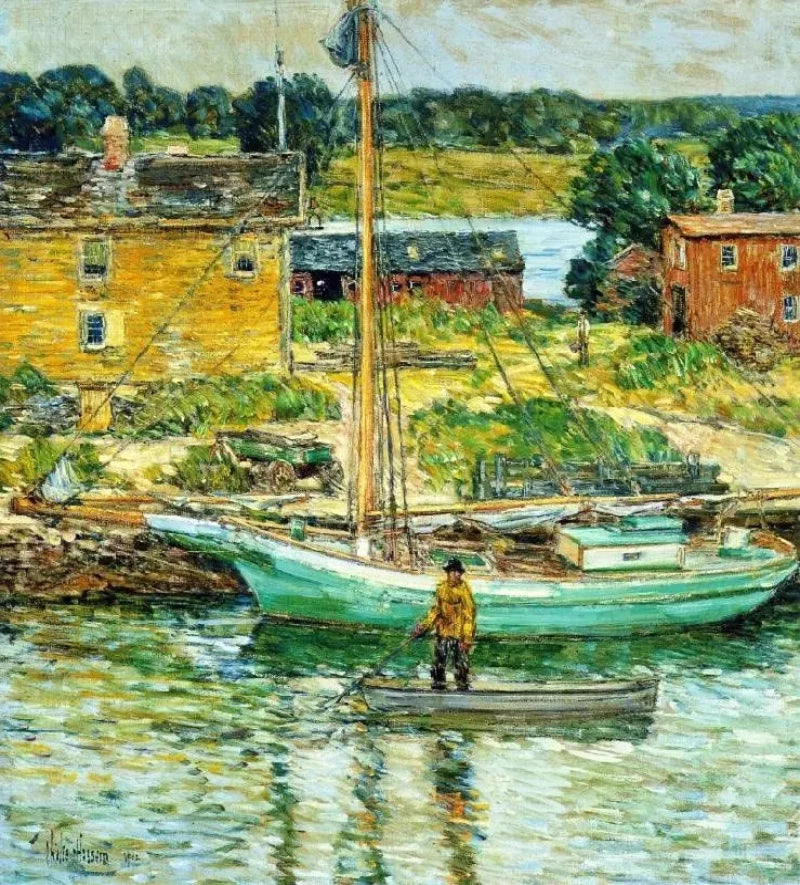 Frederick Childe Hassam Oyster Sloop, Cos Cob - Alaya Gallery