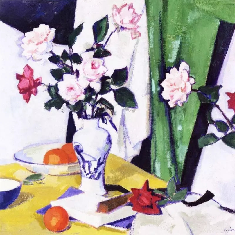 Samuel John Peploe Still Life with Pink and Red Roses in a Chinese Vase - Alaya Gallery