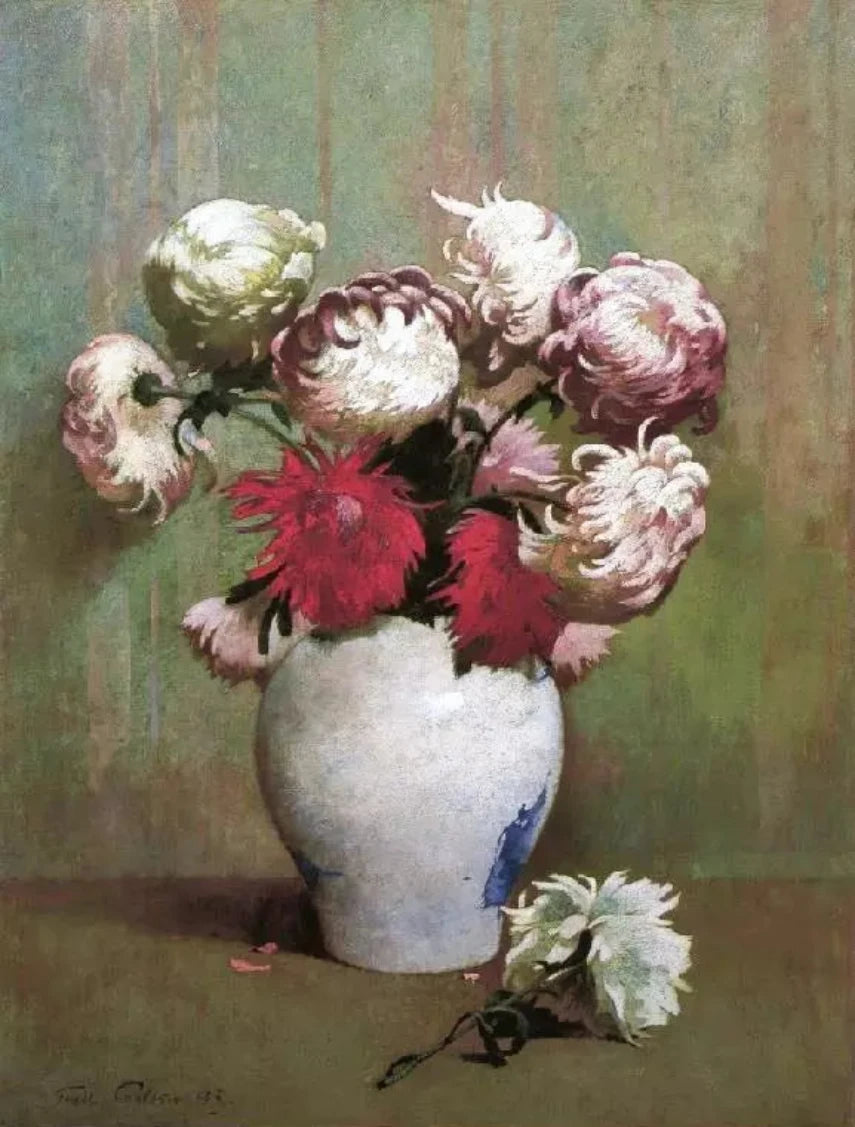 Emil Carlsen Chrysanthemums in a Canton Vase - Alaya Gallery