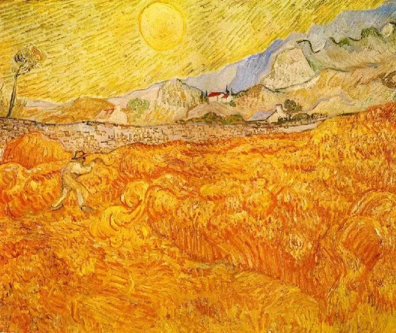 Vincent van Gogh Wheat Field behind Saint-Paul Hospital with a Reaper - Alaya Gallery